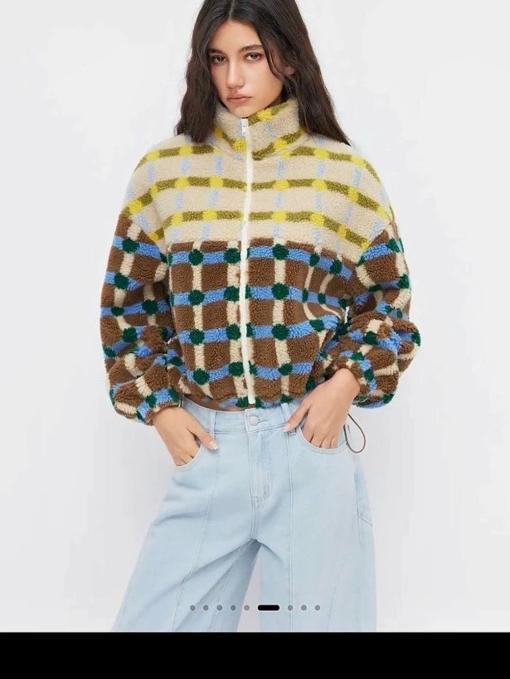 Cider High Neck Two Tone Check Fleece